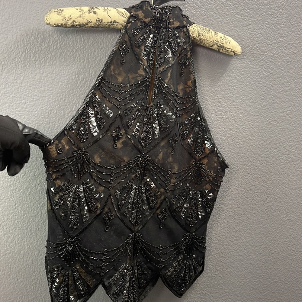 Cache Embellished Eaded Halter Top | Choker Neck … - image 4